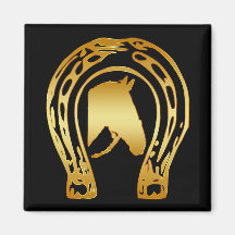 FER À CHEVAL D'OR ET TÊTE DE CHEVAL MAGNETS