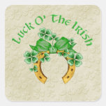 Fer à cheval et shamrocks irlandais chanceux autocollants