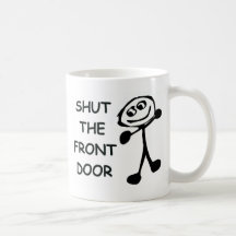 Fermez la bande dessinée d'entrée principale tasse à café