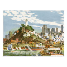 Ferry-boat vintage de Baie de San Franciso d'affic Cartes Postales