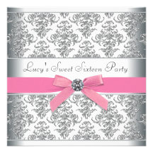 Fête d'anniversaire argentée de sweet sixteen de r invitation personnalisée