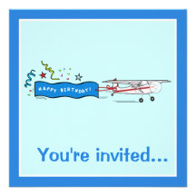 Fête d'anniversaire : Avion avec la flamme Invitation Personnalisable