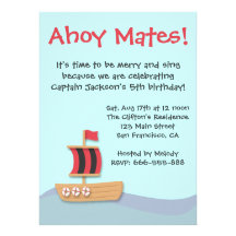 Fête d'anniversaire : Bateau de pirate avec la voi Invitations Personnalisées