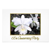 Fête d'anniversaire blanche croquante 65 d'orchidé faire-part