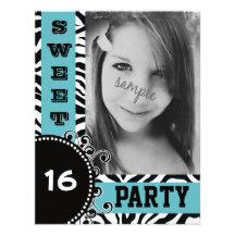Fête d'anniversaire bleue moderne du bonbon 16 à z invitations