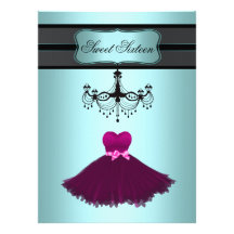 Fête d'anniversaire bleue turquoise de sweet sixte invitation