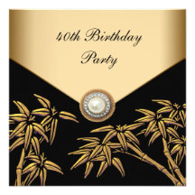 Fête d'anniversaire d'Asiatique en bambou de perle Faire-parts