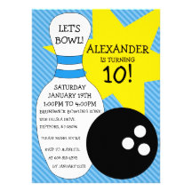 Fête d'anniversaire de bowling de coup de bowling  faire-parts