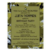 Fête d'anniversaire de Camo Invititation Cartons D'invitation Personnalisés