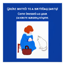 Fête d'anniversaire de costume de comptine invitation personnalisée