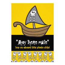 Fête d'anniversaire de crânes et d'os de pirate de invitations
