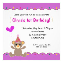 Fête d'anniversaire de filles d'ours de nounours ? invitations