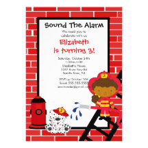 Fête d'anniversaire de Firetruck de fille de pompi Invitations