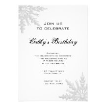 Fête d'anniversaire de flocon de neige d'hiver cartons d'invitation