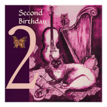 Fête d'anniversaire de fuchsia rose MUSICAL de CAT Faire-parts