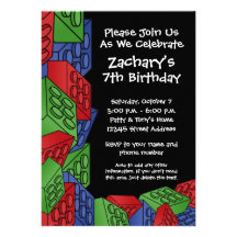 Fête d'anniversaire de garçon - blocs constitutifs invitation personnalisée