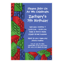 Fête d'anniversaire de garçon - blocs constitutifs carton d'invitation
