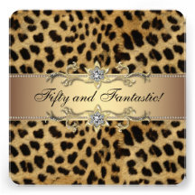 Fête d'anniversaire de la femme d'or de léopard ci invitations