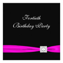Fête d'anniversaire de la femme fuchsia de roses i invitations