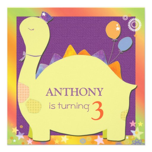Fête d'anniversaire de l'enfant mignon de dinosaur cartons d'invitation