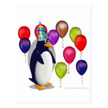 Fête d'anniversaire de pingouin cartes postales