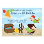 Fête d'anniversaire de piscine de sirène d'enfants invitations