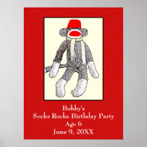 Fête d'anniversaire de roches de chaussettes poster
