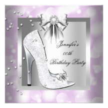 Fête d'anniversaire de rose d'argent de chaussure  cartons d'invitation personnalisés