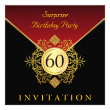 Fête d'anniversaire de rouge royal noir d'or soixa faire-parts