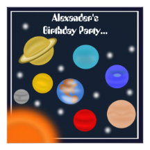 Fête d'anniversaire d'espace extra-atmosphérique d faire-part personnalisables