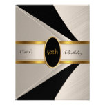 Fête d'anniversaire d'invitation blanc noir d'or c