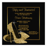Fête d'anniversaire d'or de la femme noire de talo carton d'invitation