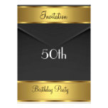 Fête d'anniversaire d'or d'invitation de fête d'an