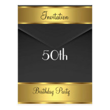 Fête d'anniversaire d'or d'invitation de fête d'an