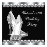Fête d'anniversaire du noir élégant de la femme qu faire-parts