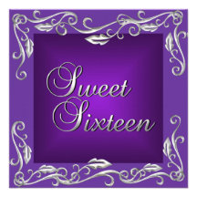 Fête d'anniversaire du sweet sixteen 16 Deep Purpl Invitation Personnalisable