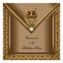 Fête d'anniversaire élégante de hibou d'élite d'or invitations personnalisables