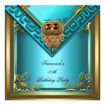 Fête d'anniversaire élégante de hibou d'élite d'or invitation