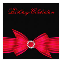 Fête d'anniversaire élégante de rouge riche faire-part personnalisés