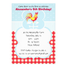 Fête d'anniversaire faite sur commande de coq de b faire-parts