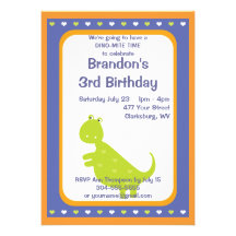 Fête d'anniversaire faite sur commande de dinosaur invitation