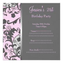 Fête d'anniversaire florale métallique grise rose bristol