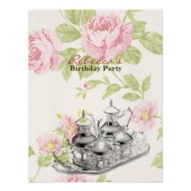 fête d'anniversaire florale vintage élégante de ta cartons d'invitation