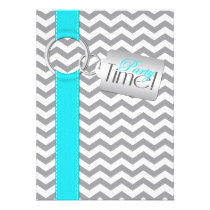 Fête d'anniversaire IMPRIMÉE de blanc gris d'Aqua  invitations