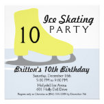 Fête d'anniversaire jaune de patinage de glace de  carton d'invitation