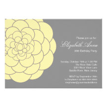 Fête d'anniversaire jaune moderne de fleur de dahl invitations personnalisables