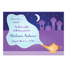 Fête d'anniversaire magique de lampe de mille et u faire-part