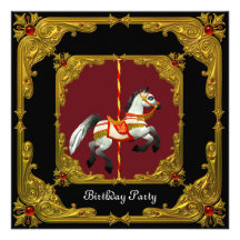 Fête d'anniversaire majestueuse noire rouge d'or d invitations