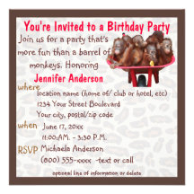 Fête d'anniversaire mignonne avec la fourrure de l cartons d'invitation personnalisés