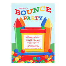 Fête d'anniversaire mignonne de Chambre de rebond  Invitations